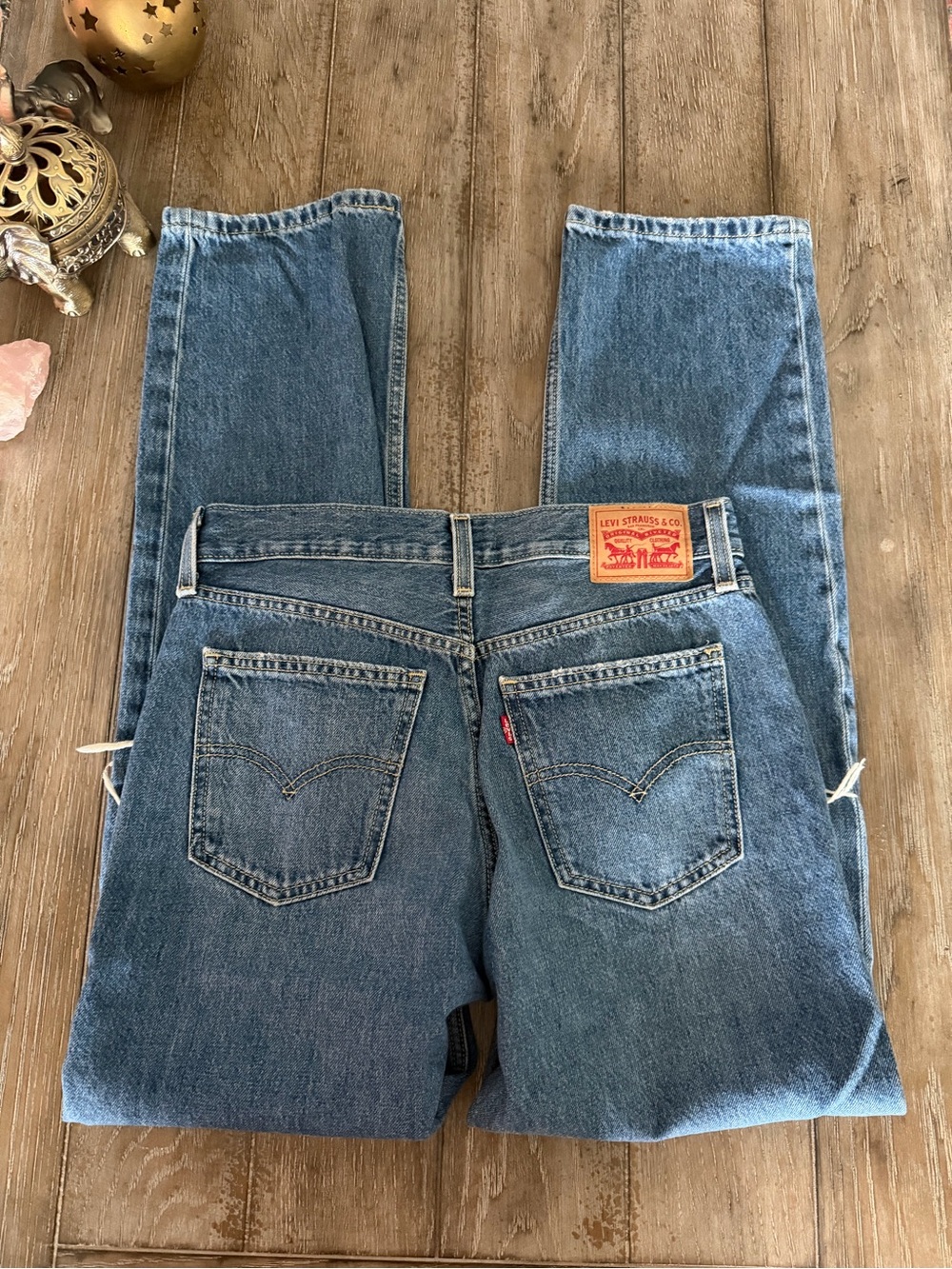 Levi’s Low Pro Straight Blue Distressed Jeans - Picture 6 of 10